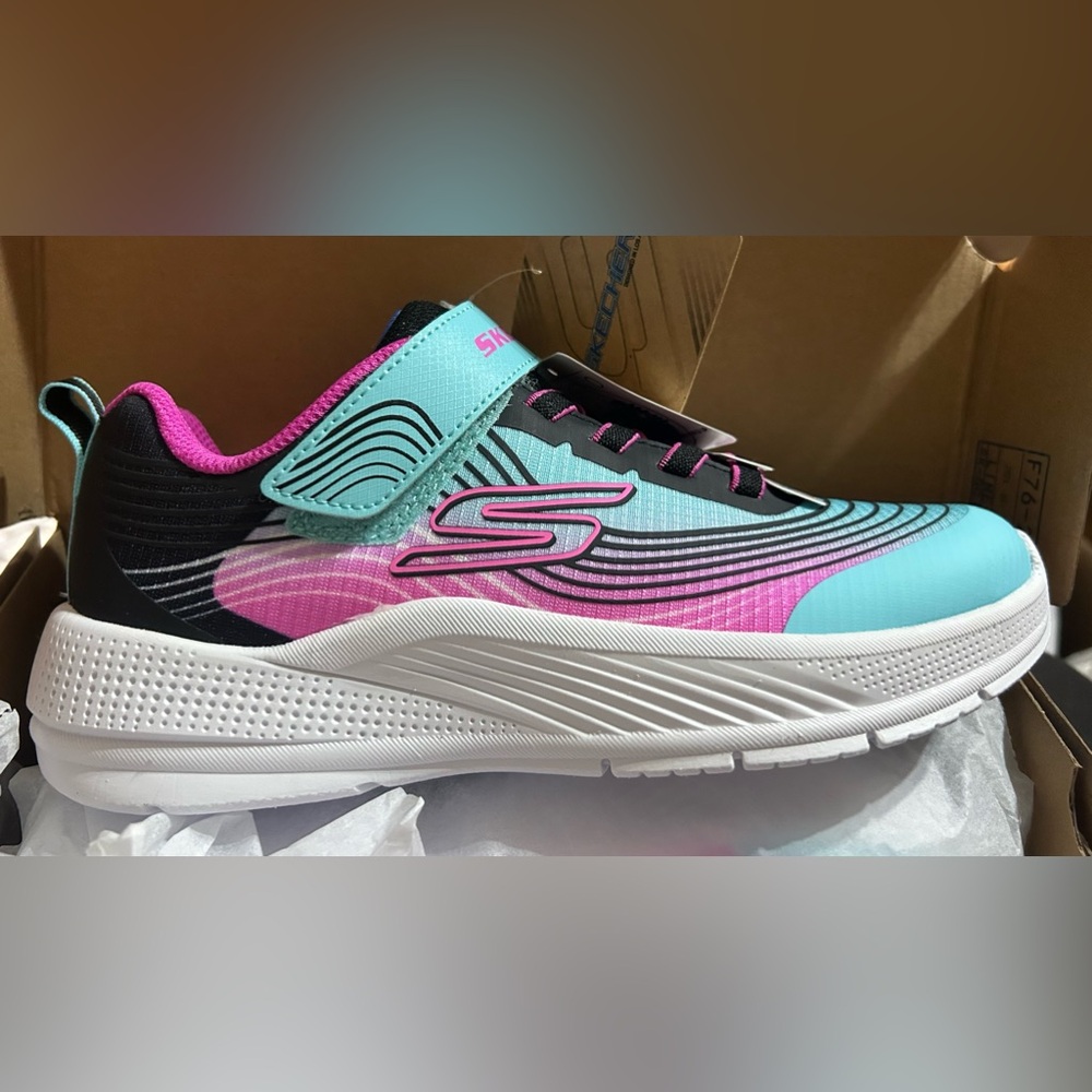 NEW SKECHERS girls Microspec Advance Sneaker size 11 Kids NIB Aqua/purple